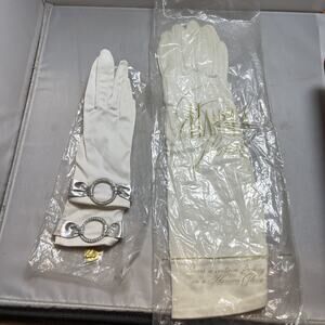 C1960s Vintage White Gloves - Opera and Wrist RHINESTONES
